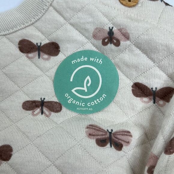 Little Planet by Carter’s 2 piece girl’s quilted butterfly cotton taupe set NWT - Picture 4 of 9